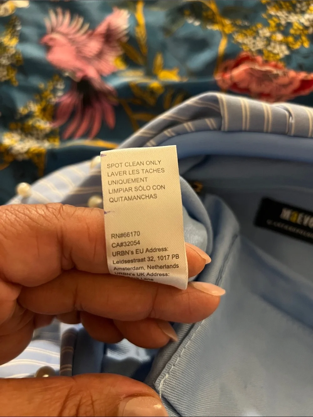 Maeve by Anthropologie Blue Pinstripe and Pearl Clutch